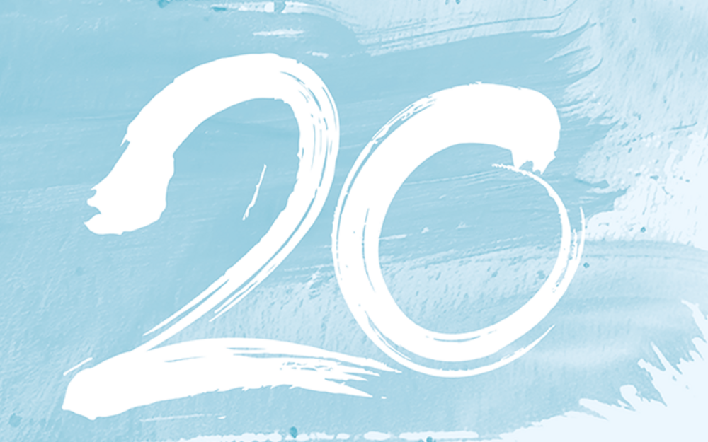Key-Visual des Stiftungstreffens 2025 – weiße Pinselschrift auf hellblauem Aquarellgrund